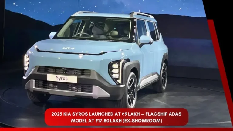 2025 Kia Syros Launched at ₹9 Lakh